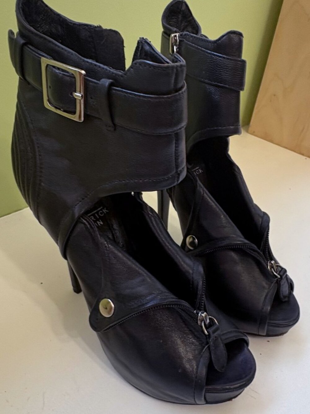 Black Leather Rocker Heels - Picture 2 of 4